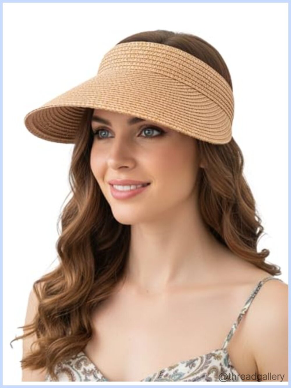 Paper Straw Wide Brim Adjustable Ponytail Sun Visor Beach Hat